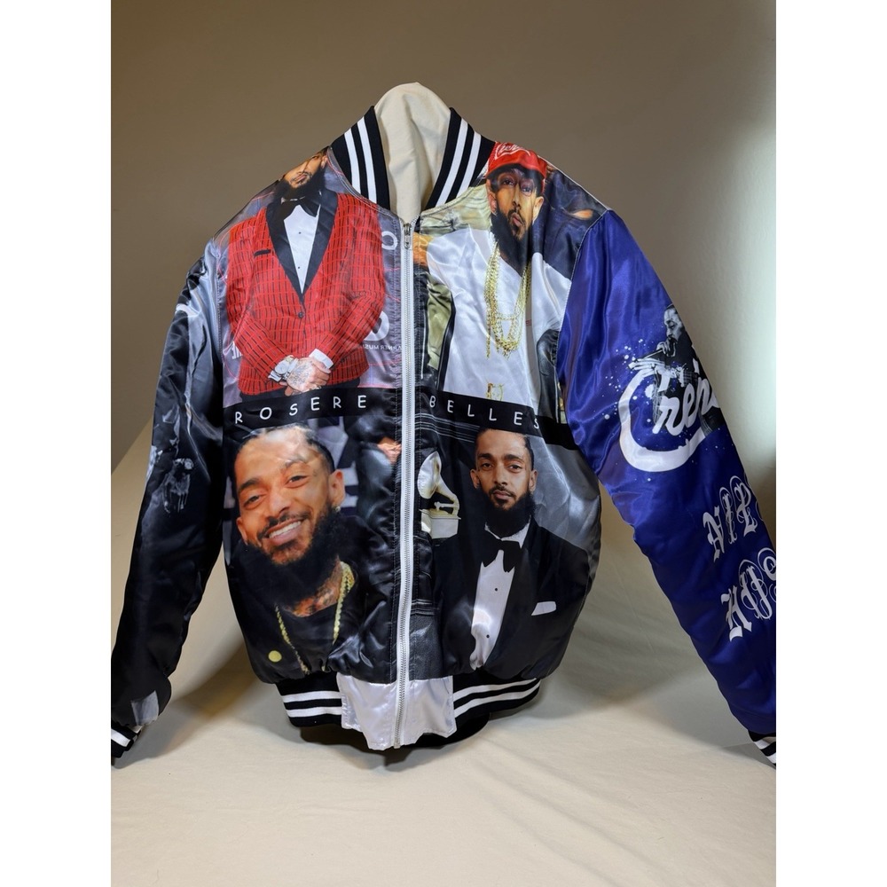 Roserebelles Bomber Jacket Mens Large Black Excellent Nipsey Hussle Flight